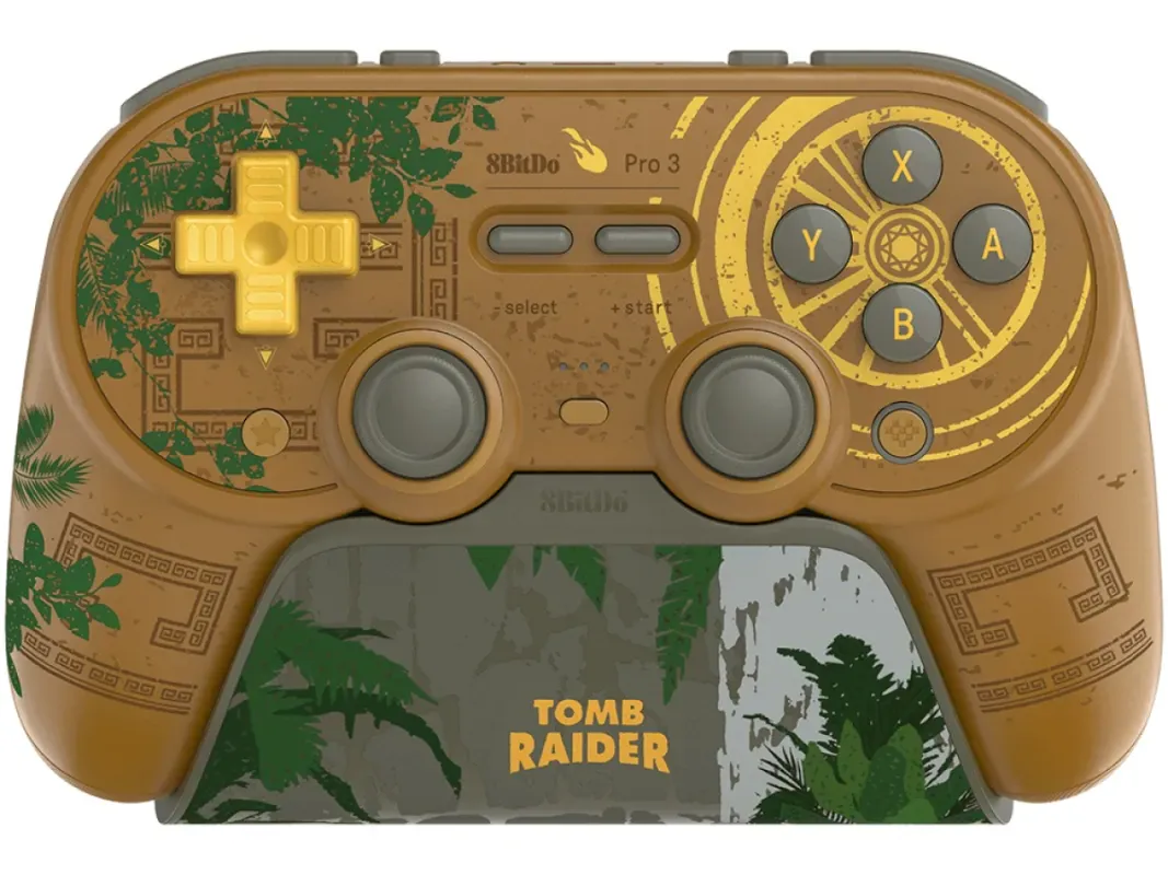 Controle 8BitDo Pro 3 edição Tomb Raider 30 anos inspirado no Lost Valley