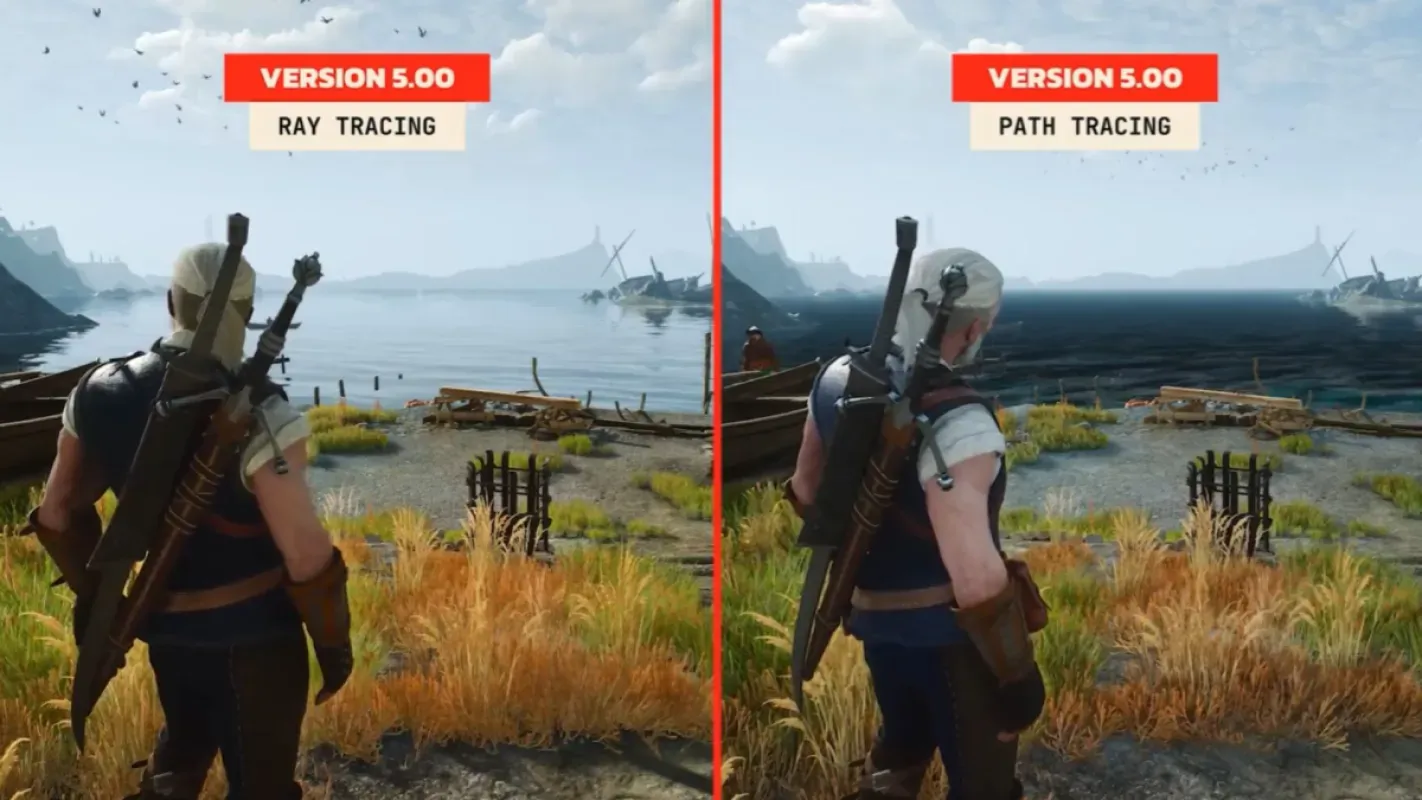 Comparação entre a versão 4.04 e a versão 5.00 de The Witcher 3 no PC