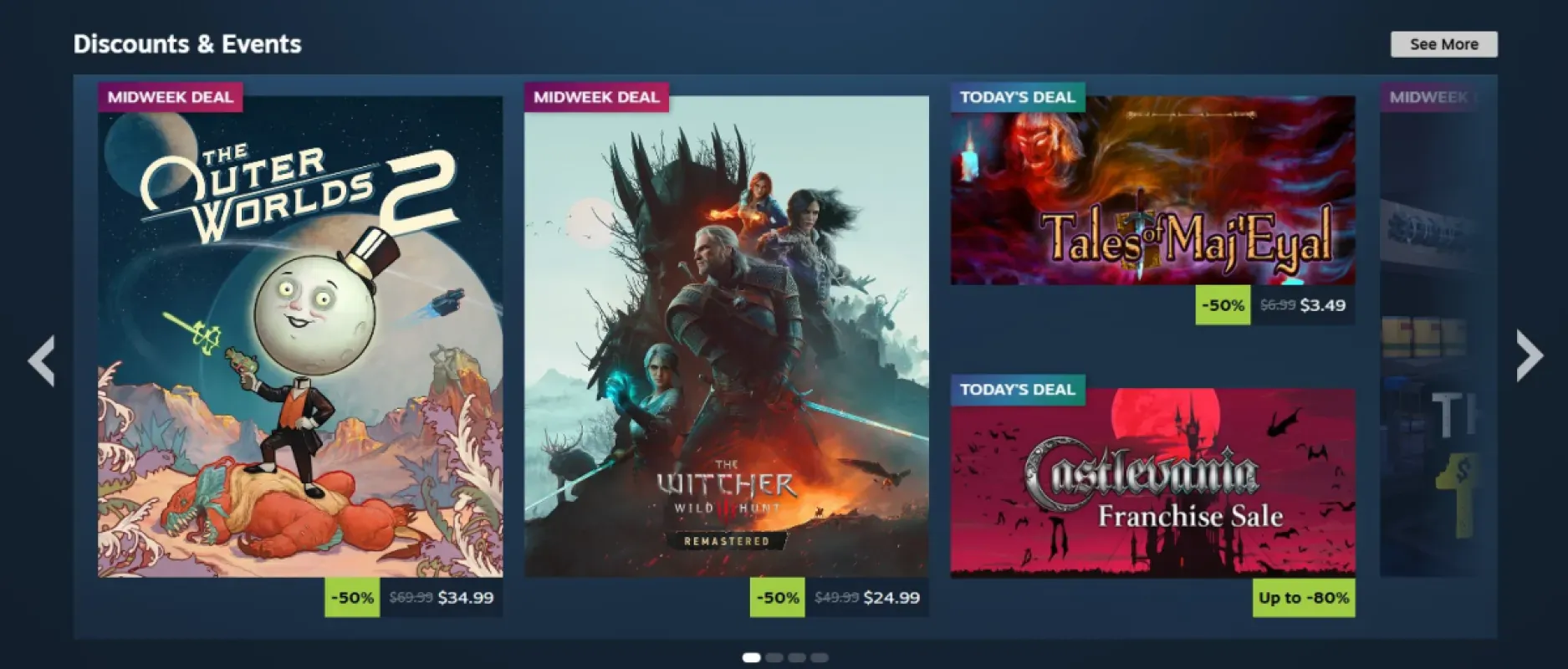 Imagem oficial da Valve sobre as mudanças na seção de Descontos e Eventos da Steam