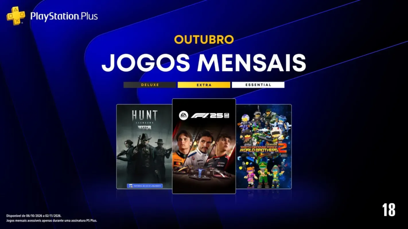 PS Plus de outubro tem F1 25, Hunt: Showdown 1896 e Earth Defense Force