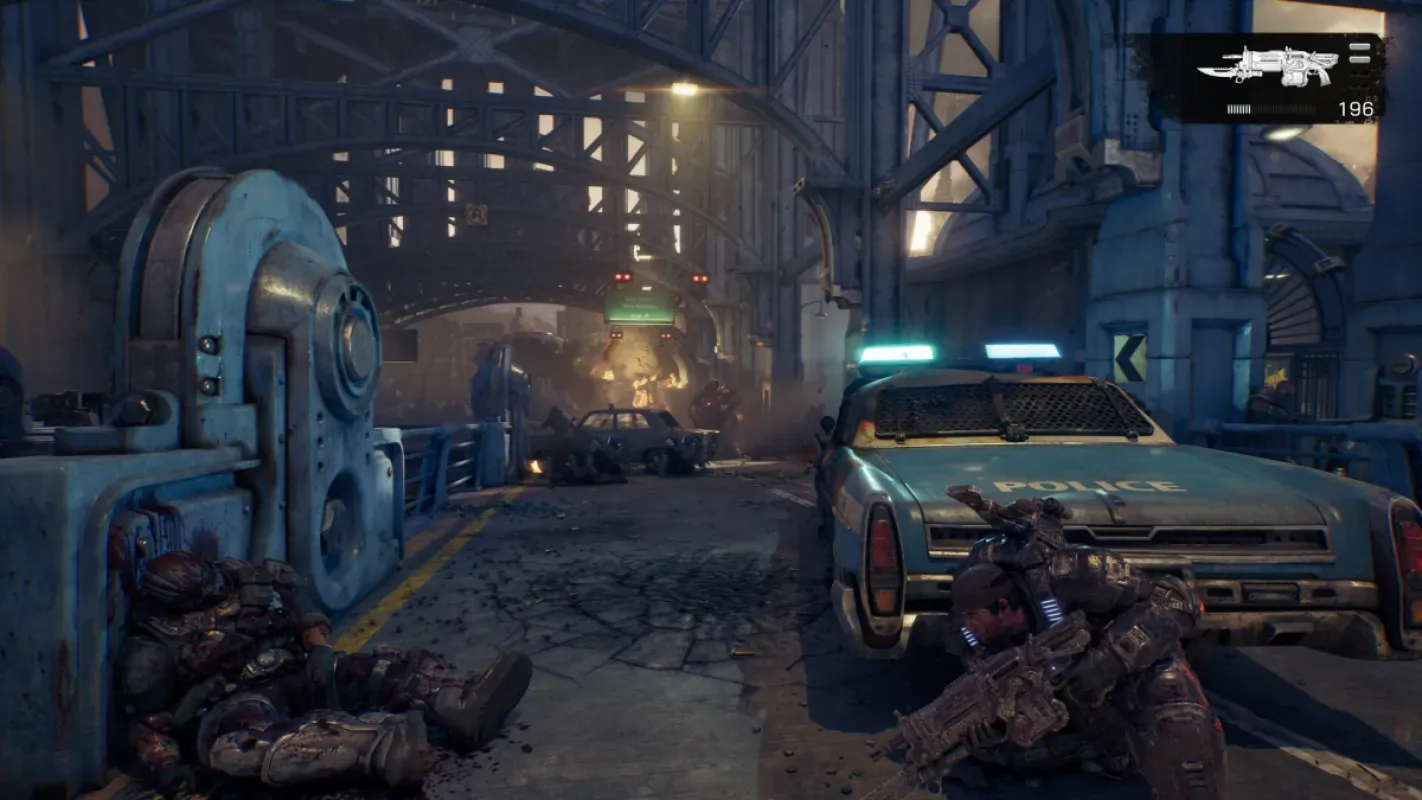 Cena de Gears of War: E-Day, que usa o SSD do Xbox Series S como memória extra