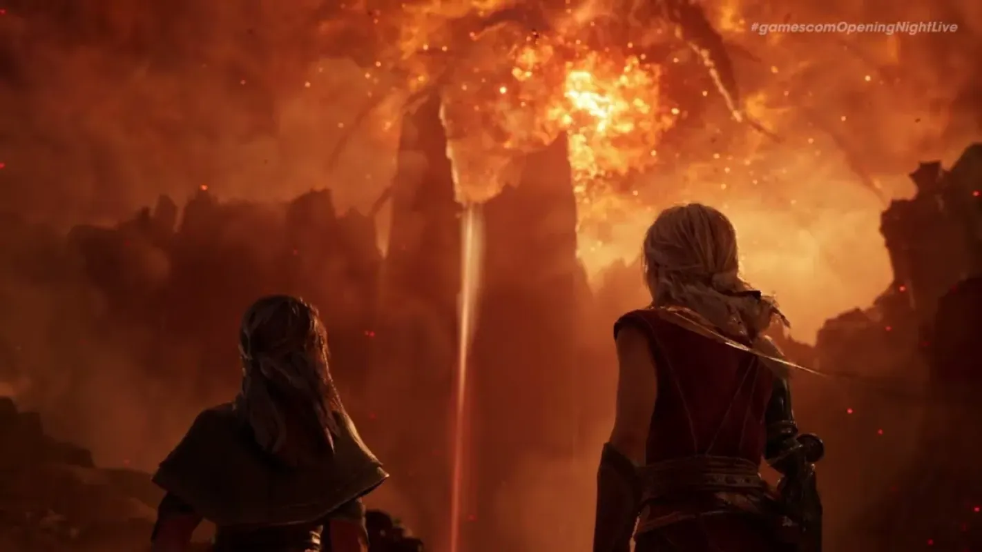 Cena do trailer de Nodusfall mostrando combate contra criatura mitológica