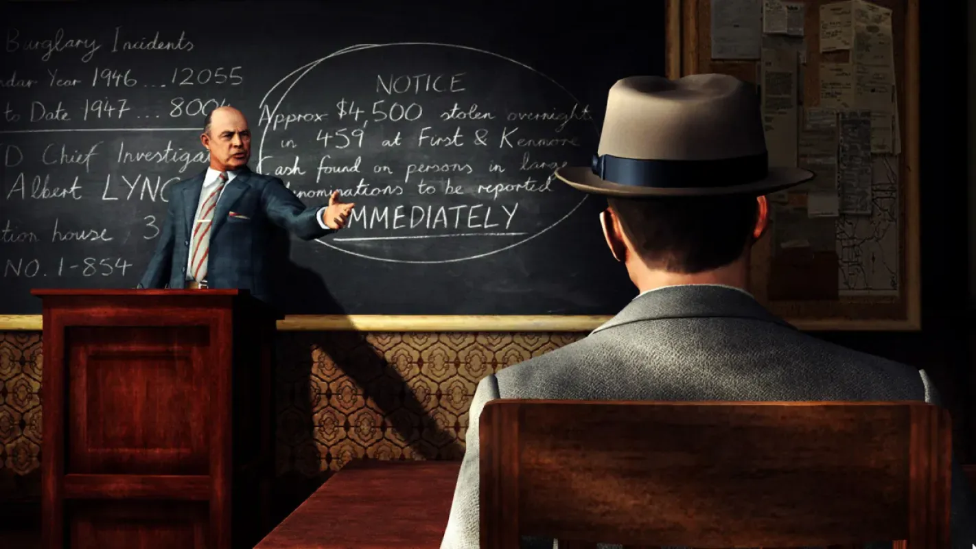 Sala de reunião do departamento de polícia de Los Angeles em L.A. Noire