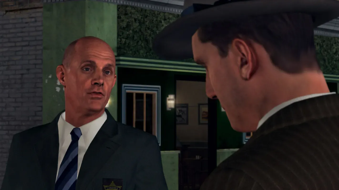 Cole Phelps interroga um suspeito em L.A. Noire