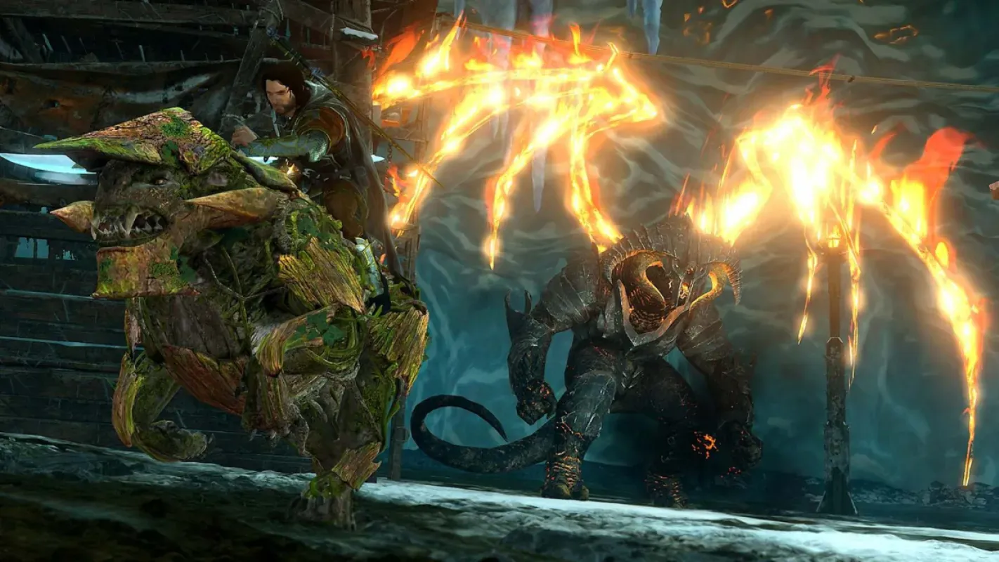 Combate com fogo de drake em Middle-earth: Shadow of War