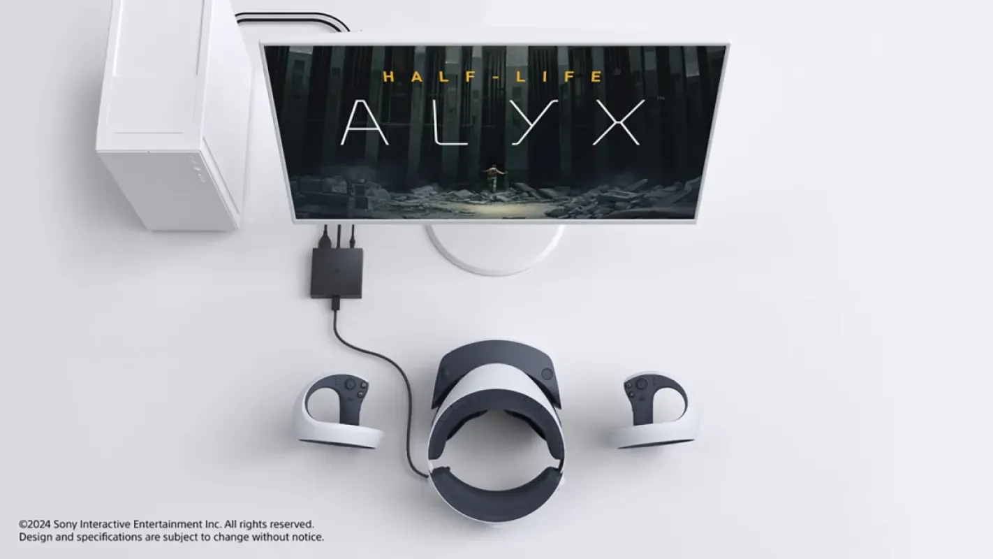 Headset PlayStation VR2 com o adaptador oficial para PC da Sony