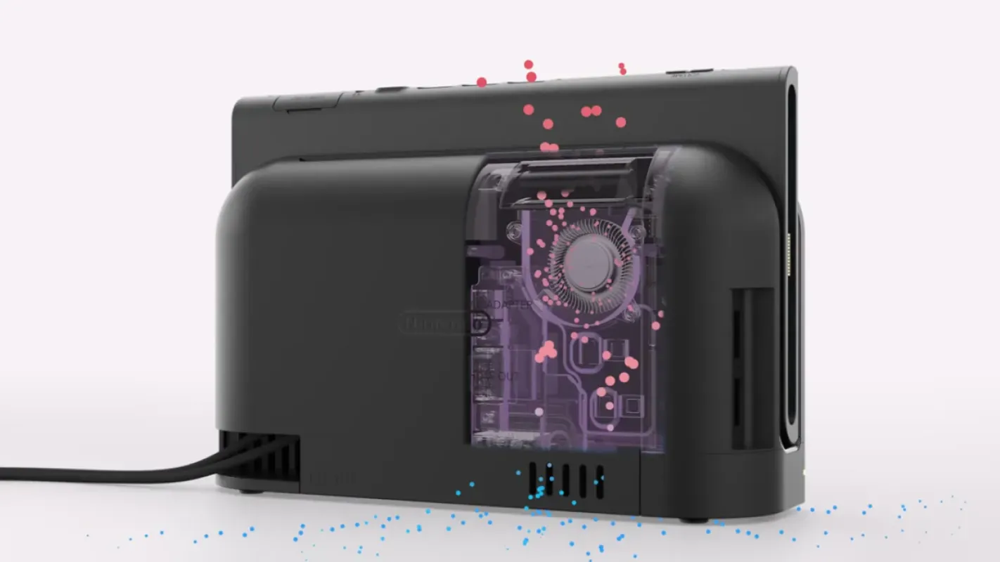Nintendo Switch 2 visto de cima, com a entrada de cartucho em destaque