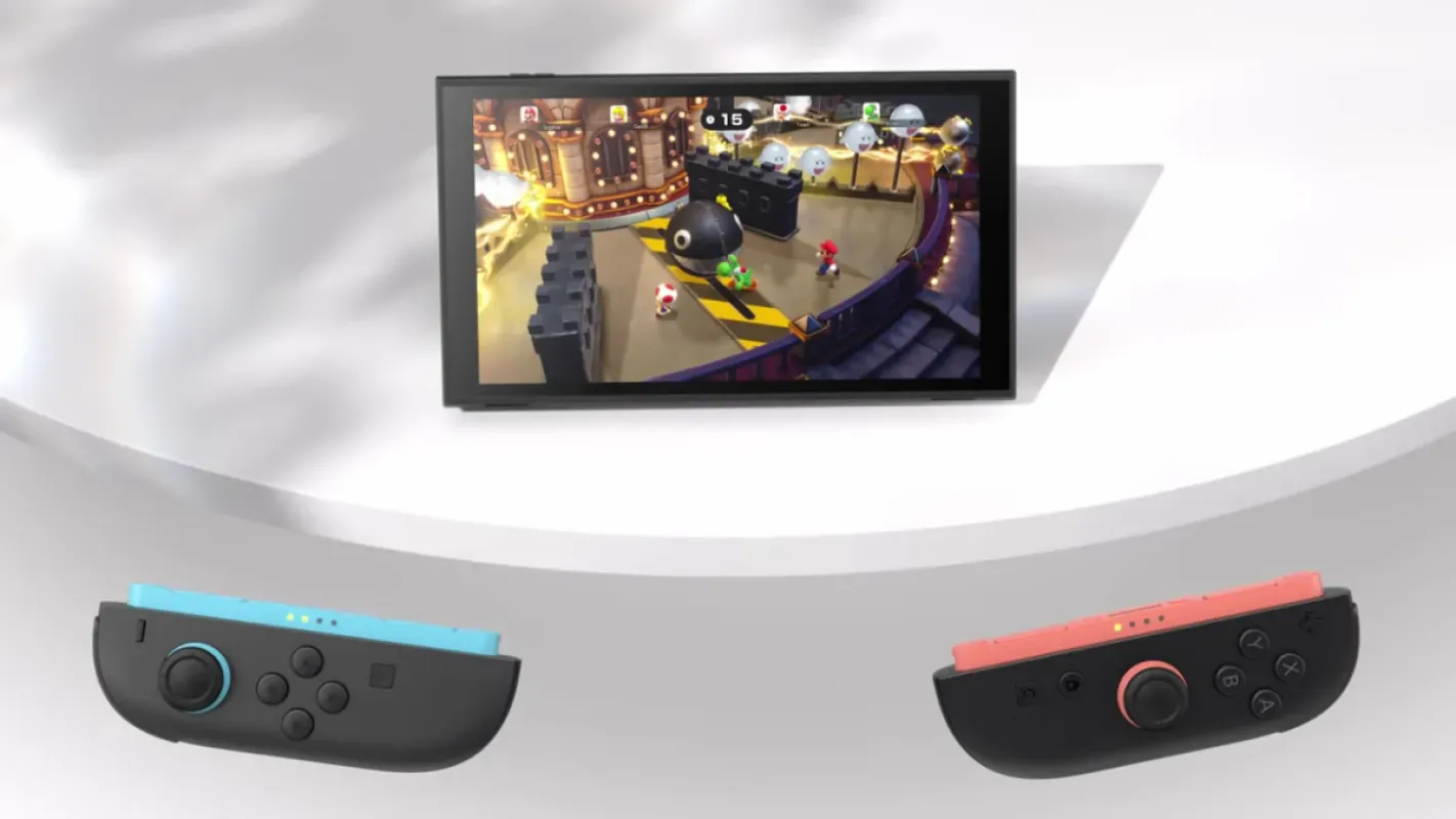 Nintendo Switch 2 com os controles Joy-Con 2 ao lado