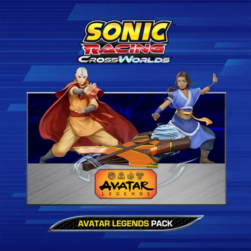 Arte do Pacote Avatar Legends de Sonic Racing: CrossWorlds com Aang e Katara