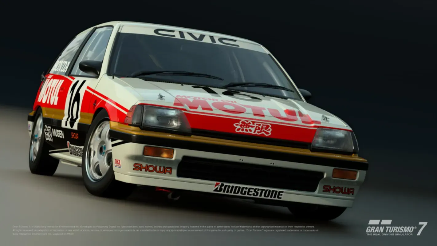 Honda Civic Si Group A 1987 com pintura de corrida em Gran Turismo 7