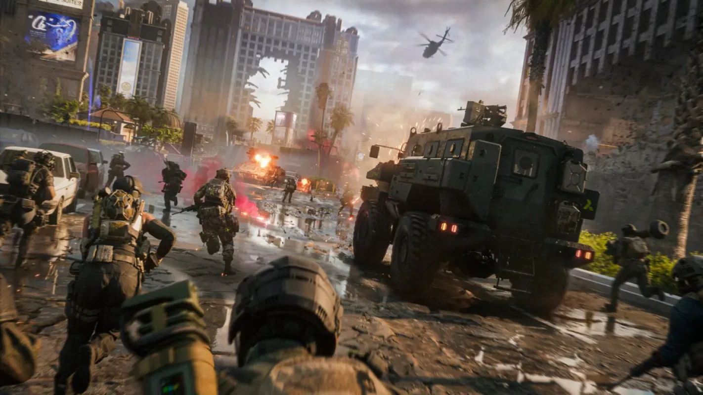 Tanque e helicóptero em batalha de grande escala em Battlefield 6