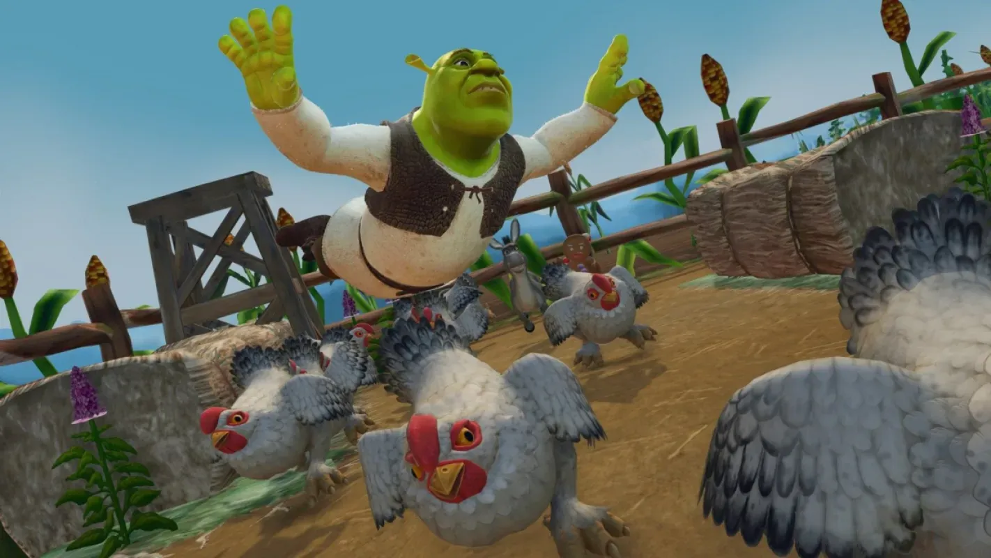 Shrek corre por uma fase colorida em imagem de Shrek 2 Remastered da página vazada na loja do Xbox