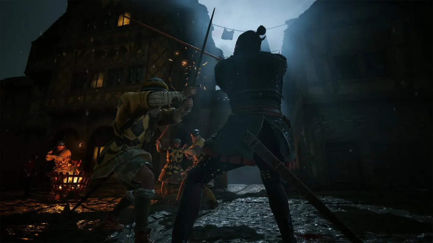 Luta noturna em uma vila de The Blood of Dawnwalker