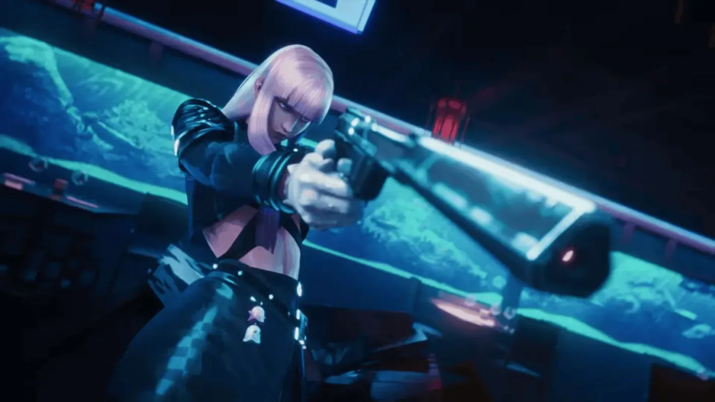 Arte de Hush com rifle em cena do trailer de VALORANT