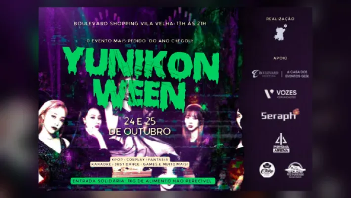 YunikonWeen 2026 reúne K-pop, cosplay e Halloween no Boulevard Shopping Vila Velha em 24 e 25/10