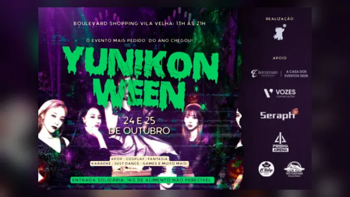 YunikonWeen 2026 reúne K-pop, cosplay e Halloween no Boulevard Shopping Vila Velha em 24 e 25/10