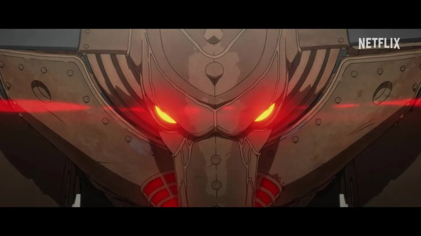 Autômato gigante de olhos vermelhos no trailer de Bass X Machina