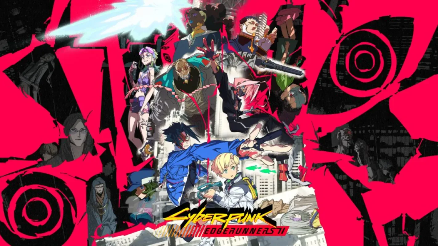 Arte oficial de Cyberpunk: Mercenários 2 com os personagens da nova temporada do anime