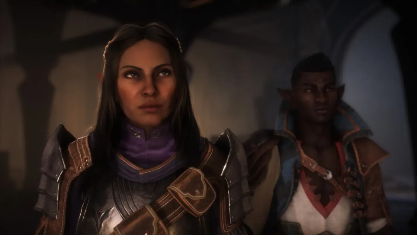 Personagens de Dragon Age: The Veilguard em uma conversa