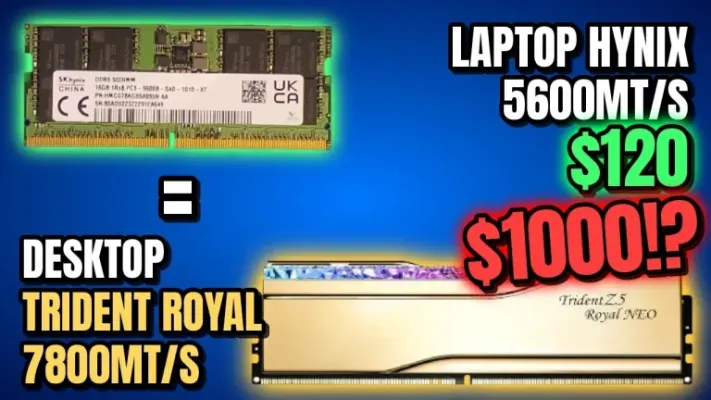 Entusiasta transforma DDR5 de notebook de US$ 120 em kit de desktop a 7.800 MT/s
