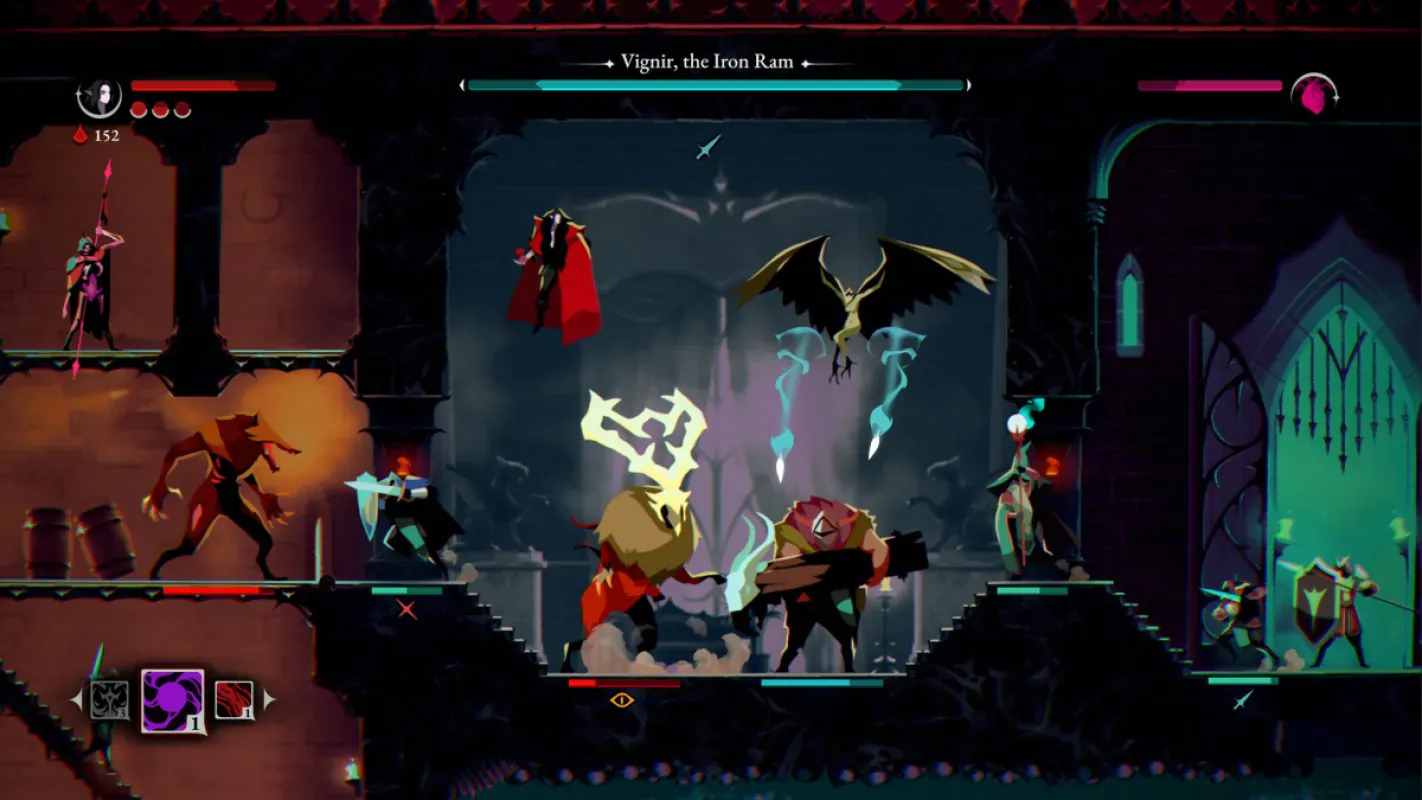 Monstros defendendo salas do castelo de Drácula contra invasores em ReVamp