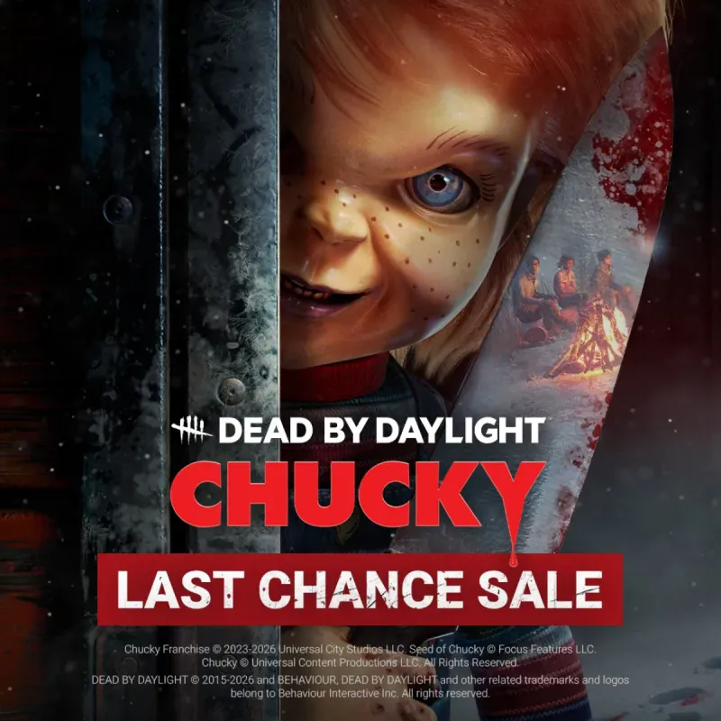 Arte oficial da promoção de última chance de Chucky em Dead by Daylight
