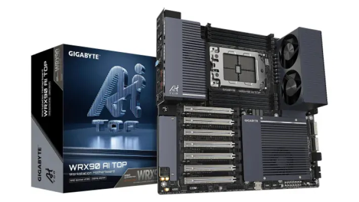 Gigabyte WRX90 AI TOP tem cooler duplo para a RAM e sete slots PCIe 5.0
