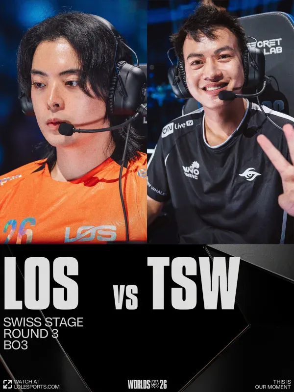 Arte oficial do confronto LOS x Team Secret Whales na rodada 3 da fase suíça
