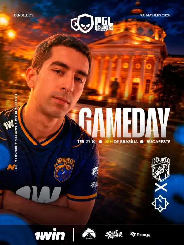 Arte de dia de jogo da DENDELE para a série contra a Nemiga na PGL Masters Bucharest