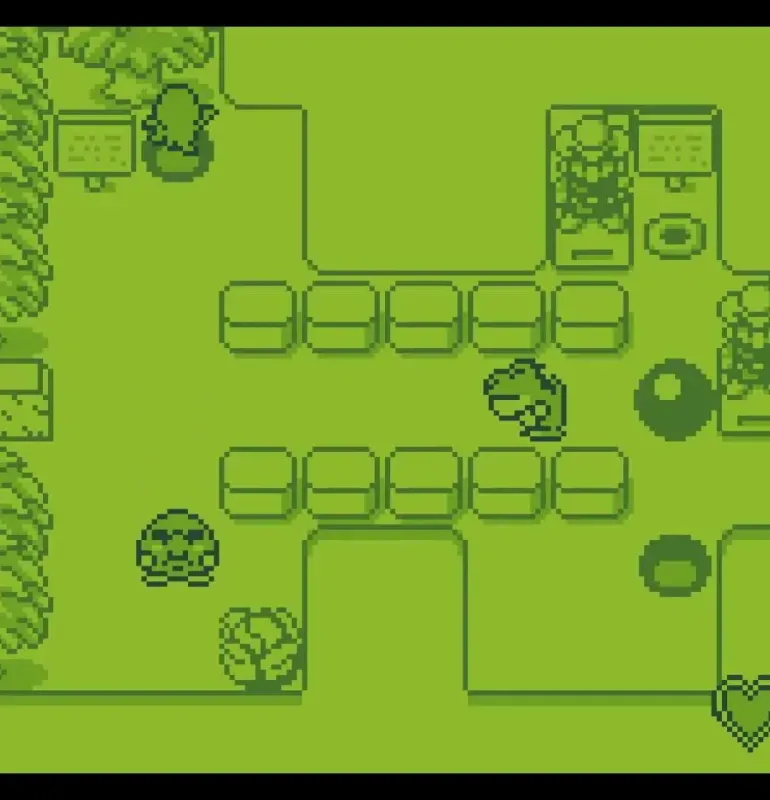 Muddy Mole empurra bola preta em fase de Mole Mania, quebra-cabeça da Nintendo para Game Boy