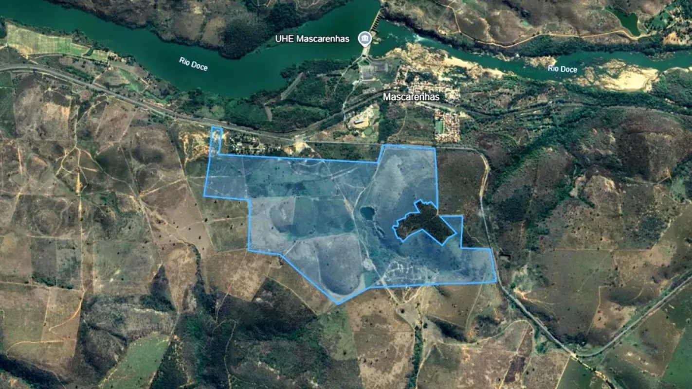 Mapa da área do Projeto Rubi, em Baixo Guandu (ES), onde a Line Solution planeja o data center de IA