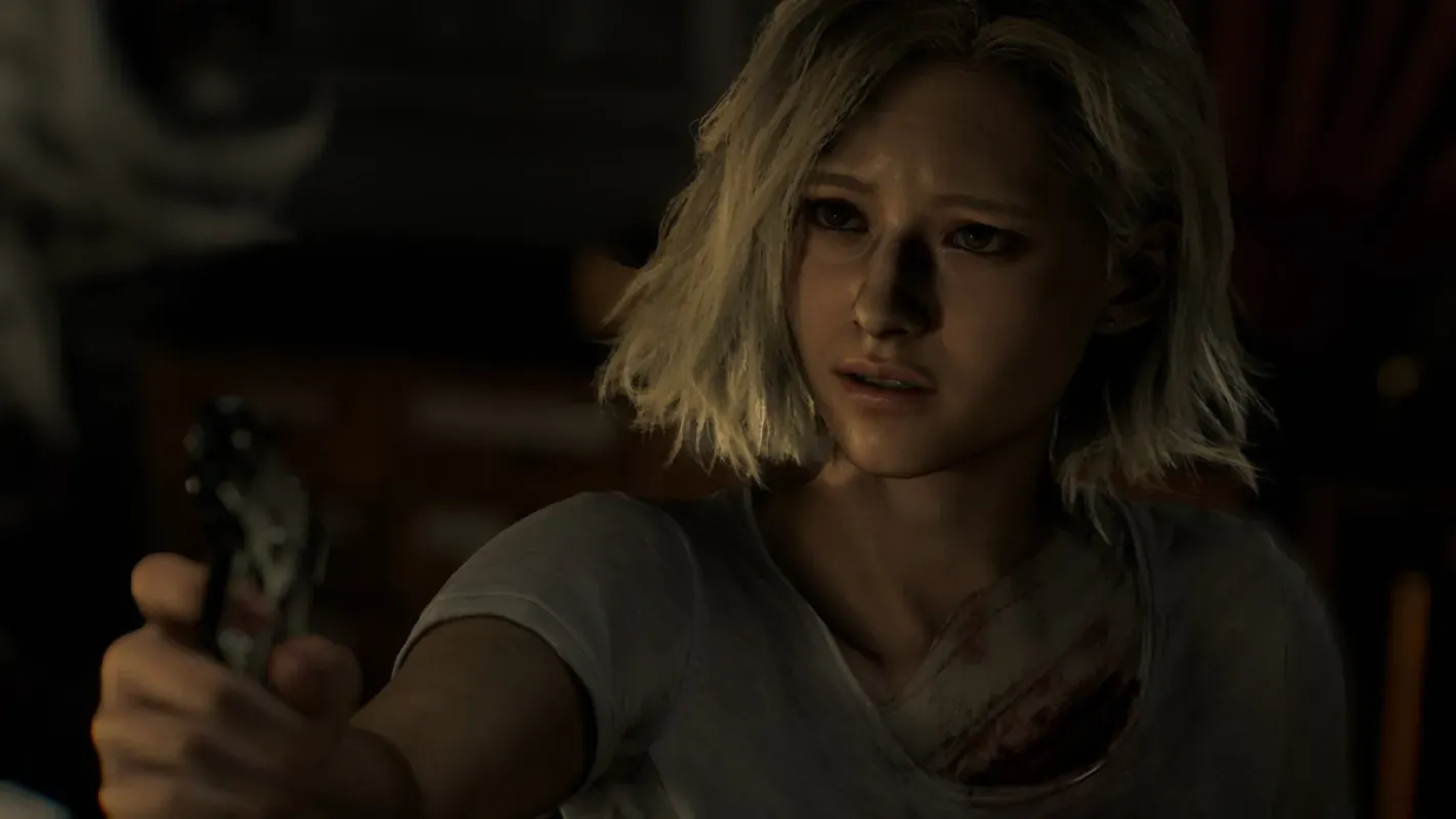 Grace Ashcroft aponta uma arma em cena de Resident Evil Requiem, finalista a jogo do ano