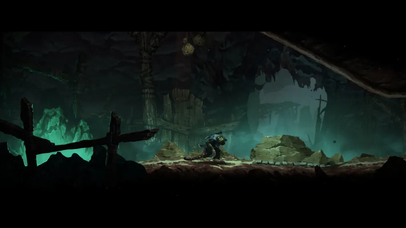 Cena de Warhammer Age of Sigmar: Deathmaster com o assassino Skaven em uma caverna
