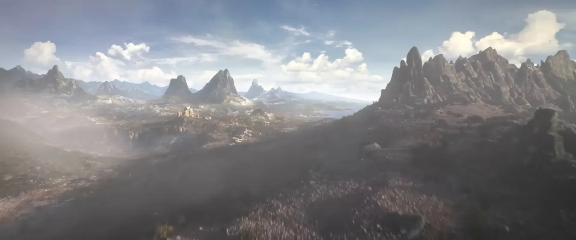 Paisagem montanhosa do teaser de anúncio de The Elder Scrolls VI, divulgado na E3 2018